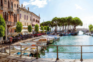 Desenzano del Garda lakeside promenade and marina, Lake Garda