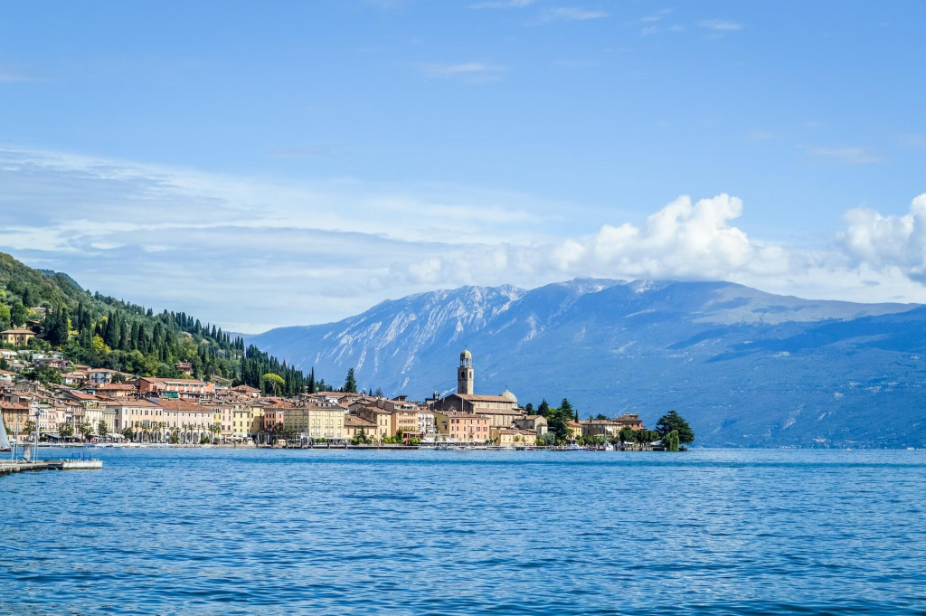 Charming waterfront and piazza in Salò, Lake Garda