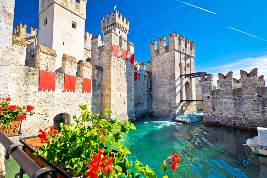 Historic Sirmione peninsula with castle and lake views, Lake Garda