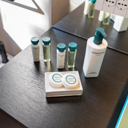 Detail of luxury bathroom products at Villa Belvedere