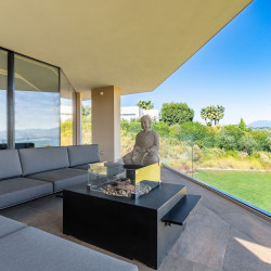 Garden at Villa Belvedere with lawn and Mediterranean planting