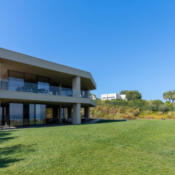 Aerial view of Villa Belvedere with pool and gardens near Lake Garda