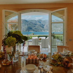 Elegant dining area at Villa Preone, Lake Garda, perfect for family meals