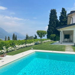 Infinity pool with lake view at Villa Preone, luxury villa Lake Garda