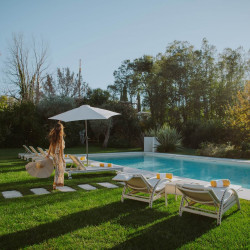 Private outdoor pool at Villa Preone, Lake Garda, surrounded by gardens