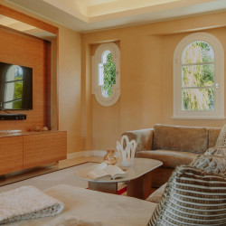 Spacious tv room at Villa Preone, Salò, with modern furnishings