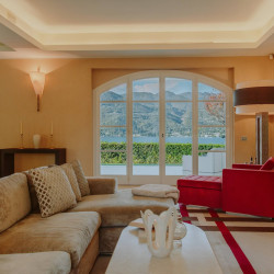 Luxury lake views from modern living area, Villa Preone, Salo